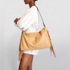 Allsaints Women's Brown Leather Edbury Fringe Shoulder Bag